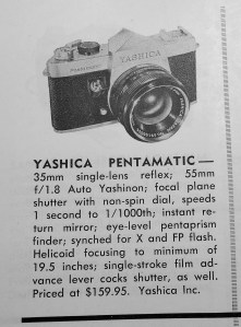 Yashica provided this first ever look at their new Pentamatic SLR at the March 1960 MPDFA trade show in St. Louis.