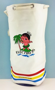 Neat beach bag with Yashica's Sailor Boy on it. From around 1966 or so.