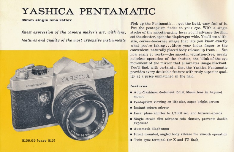 Page 1 provides a wealth of info for Yashica's first 35mm SLR.