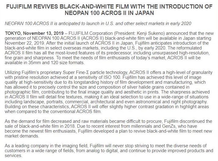 Fujifilm Acros II