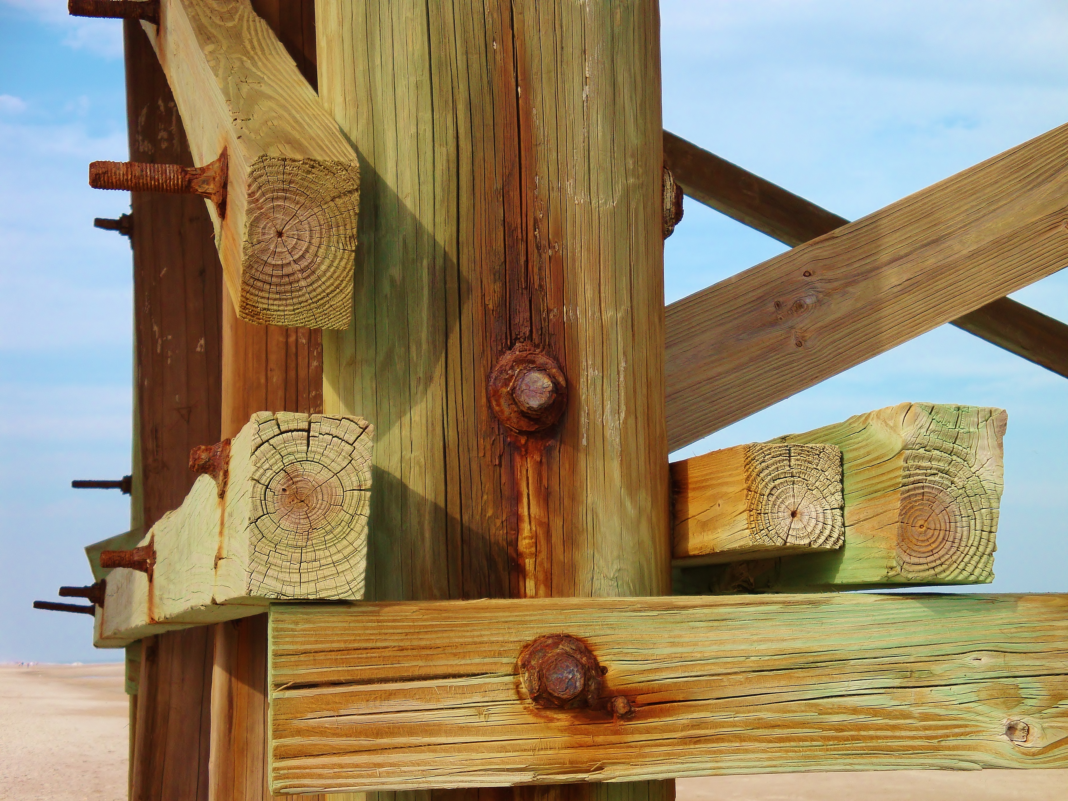 rust and wood at beach